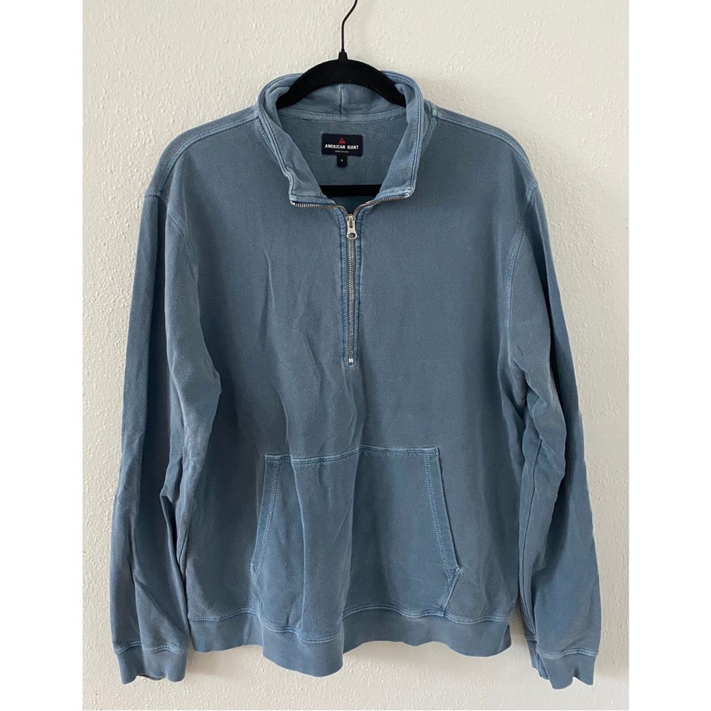 American Giant Men’s French Terry Half Zip Sweatshirt Blue Size Large